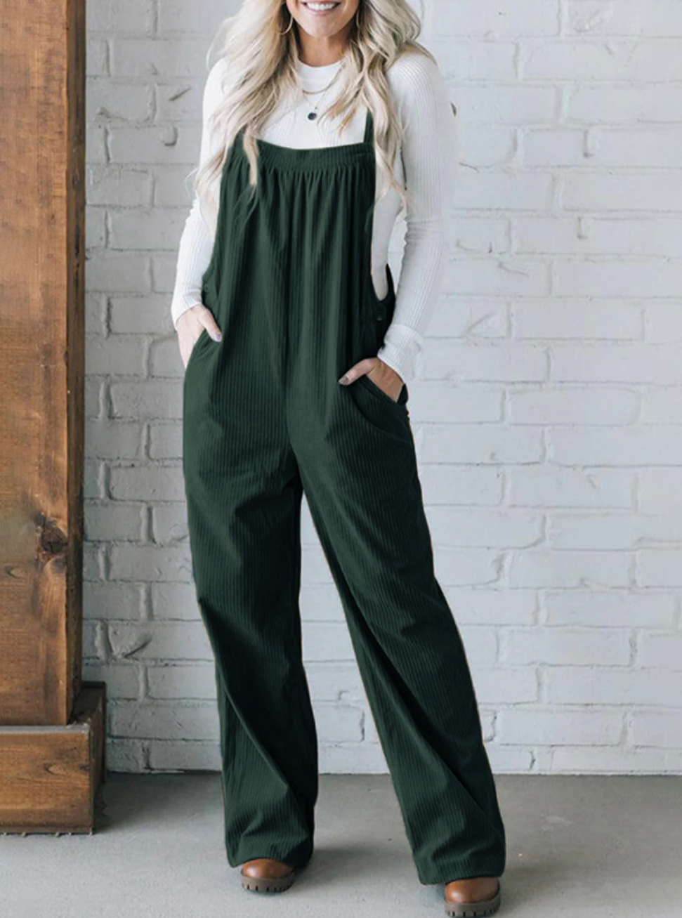 Corduroy Jumpsuit with Adjustable Straps for Women