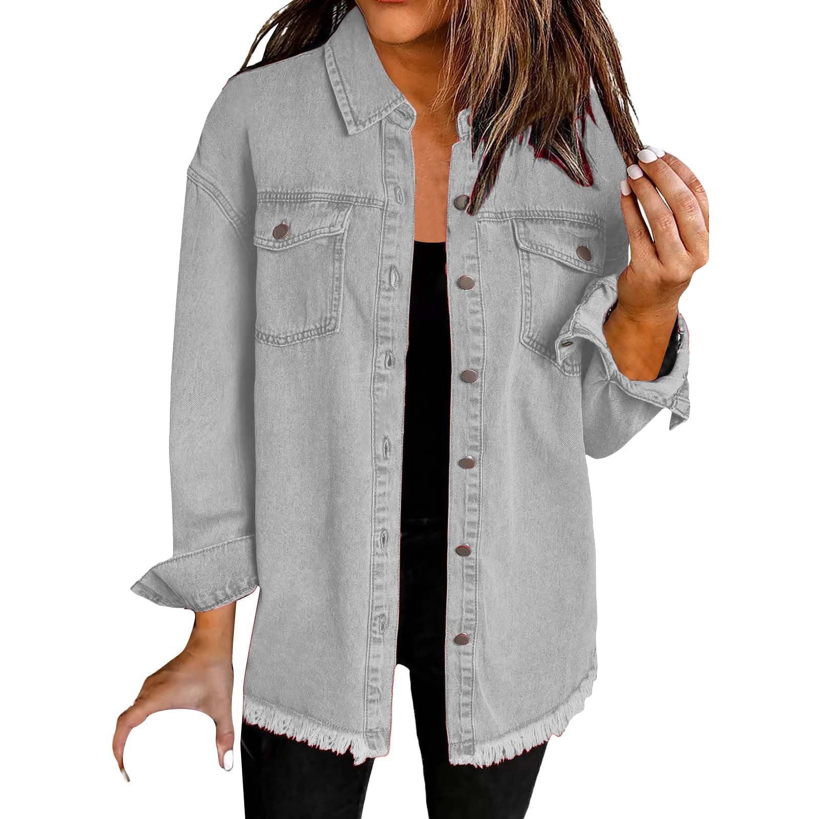 Relaxed Denim Shirt Jacket for Women
