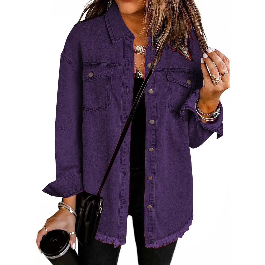 Relaxed Denim Shirt Jacket for Women