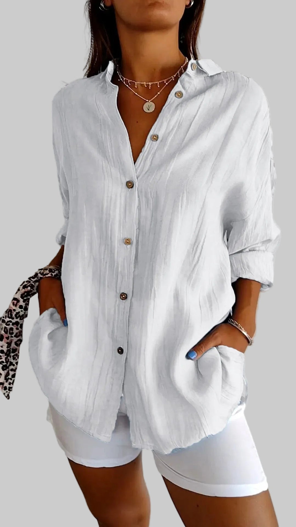 Women's Long-Sleeve Summer Shirt with Buttons