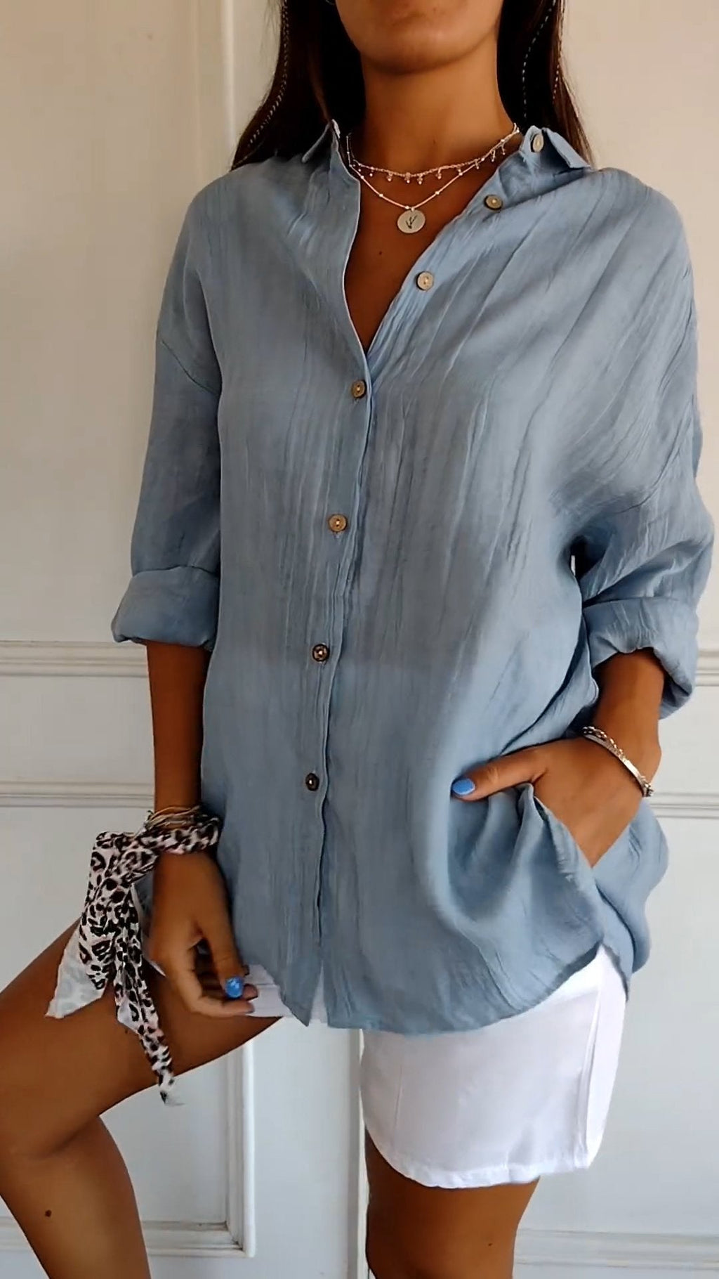 Women's Long-Sleeve Summer Shirt with Buttons