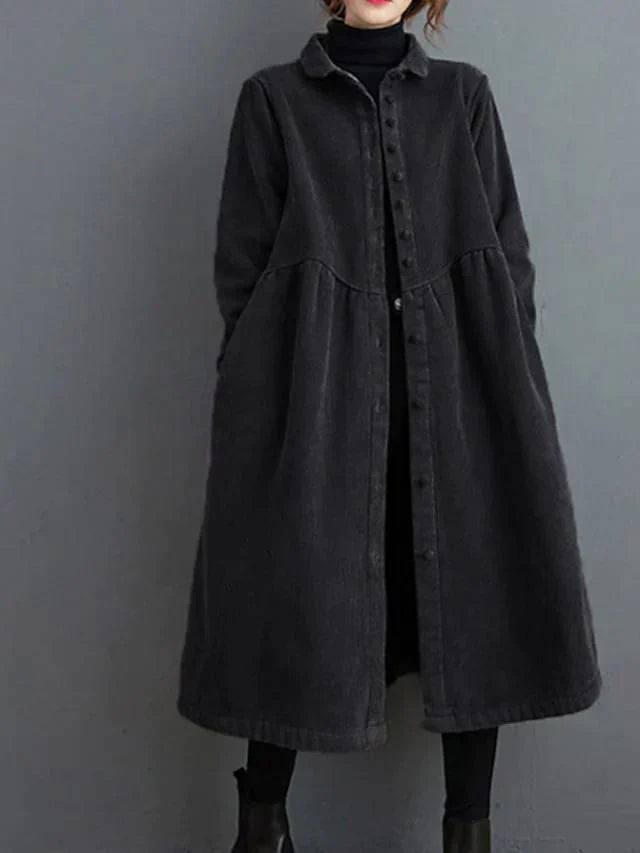 Long Sleeve Corduroy Maxi Shirt Dress for Women