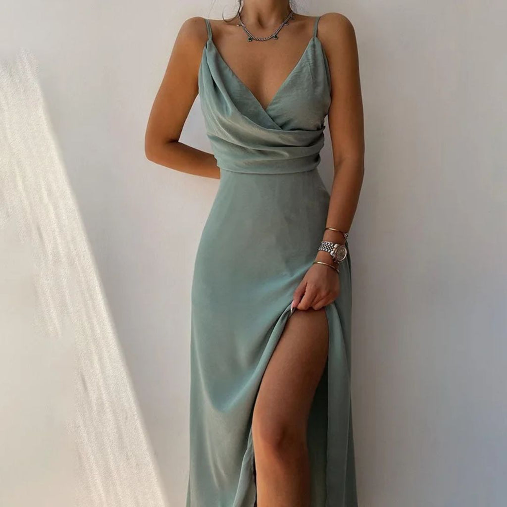 Midi Dress with V-Neck for Women