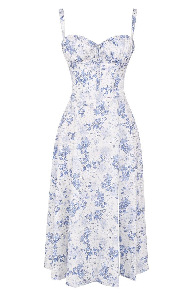 Printed Midi Dress with Straps for Women