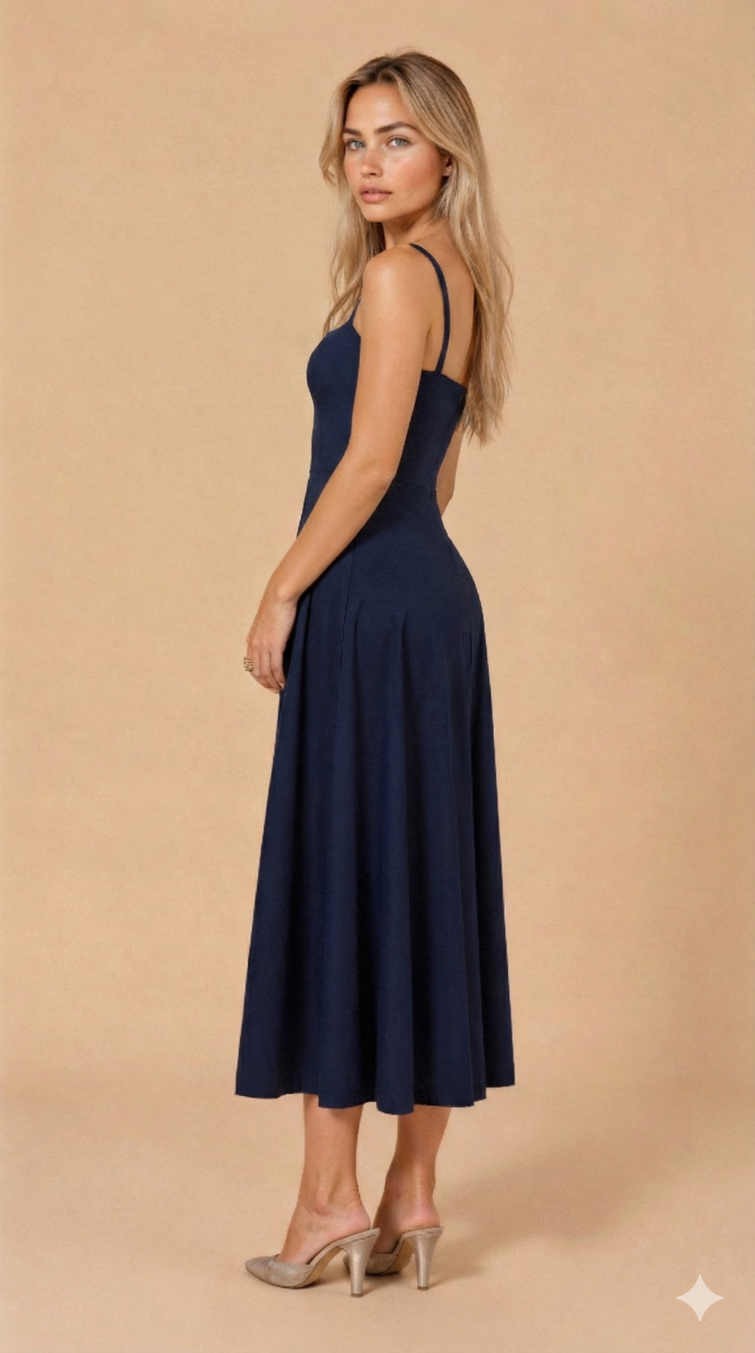 Printed Midi Dress with Straps for Women