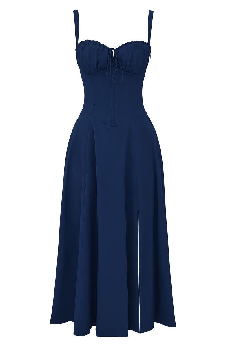 Printed Midi Dress with Straps for Women