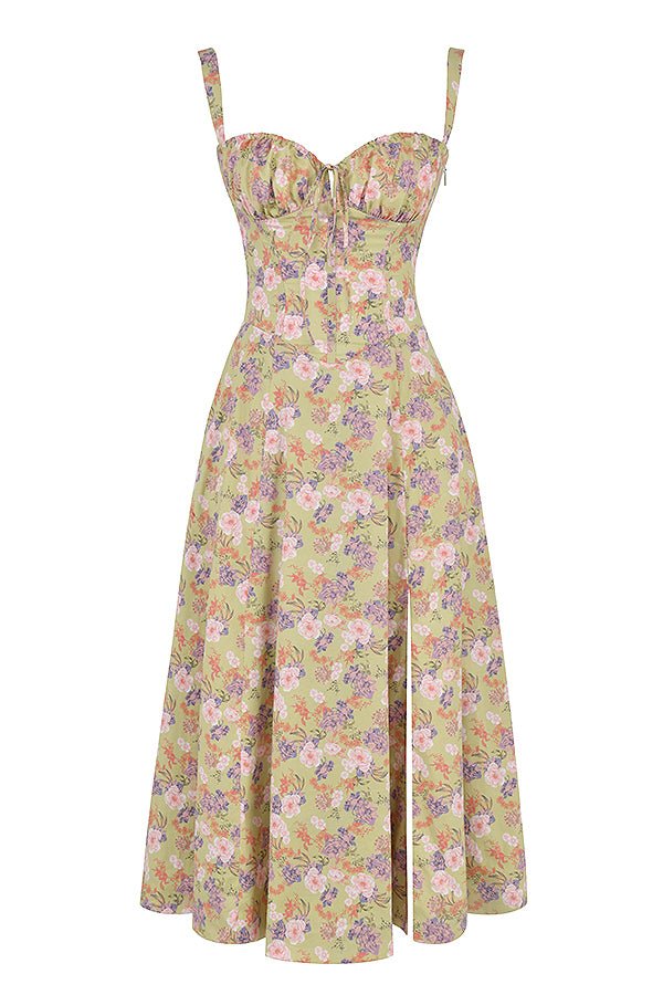 Printed Midi Dress with Straps for Women