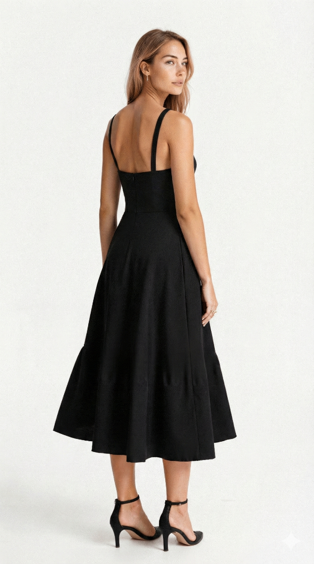 Printed Midi Dress with Straps for Women