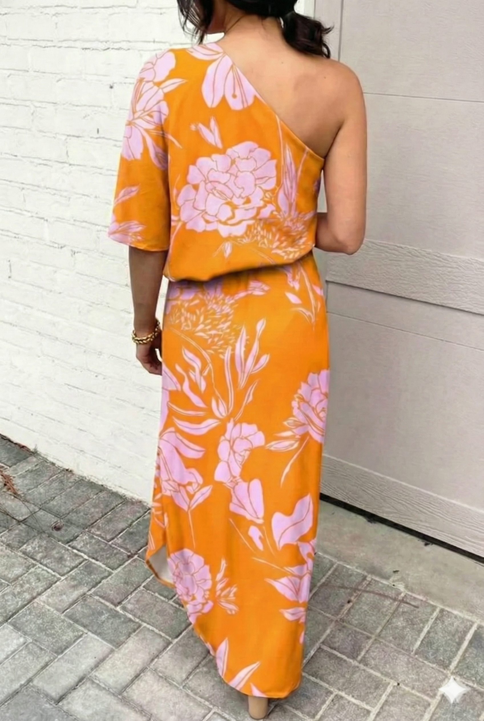 Asymmetrical Floral Print Party Dress for Women