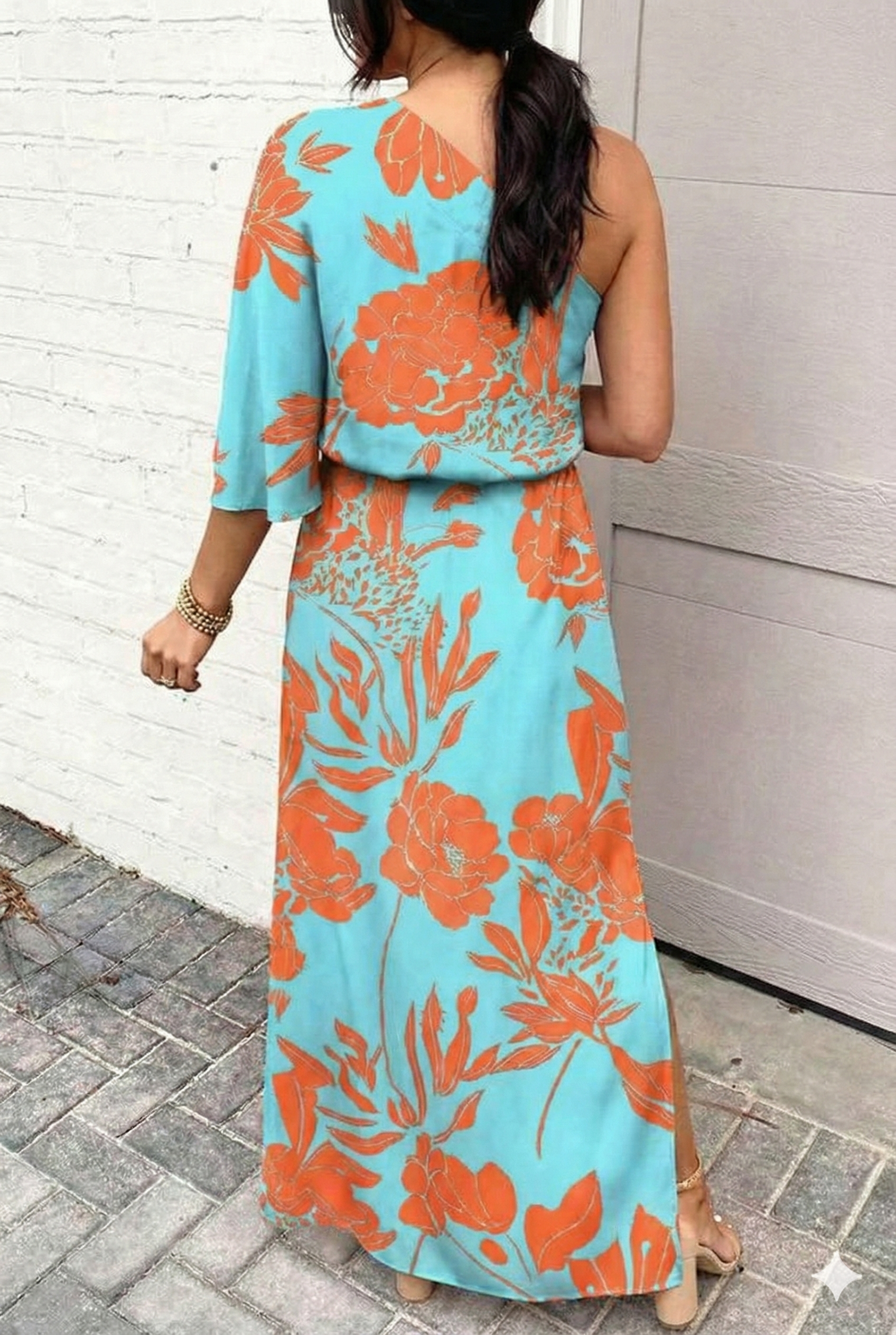 Asymmetrical Floral Print Party Dress for Women