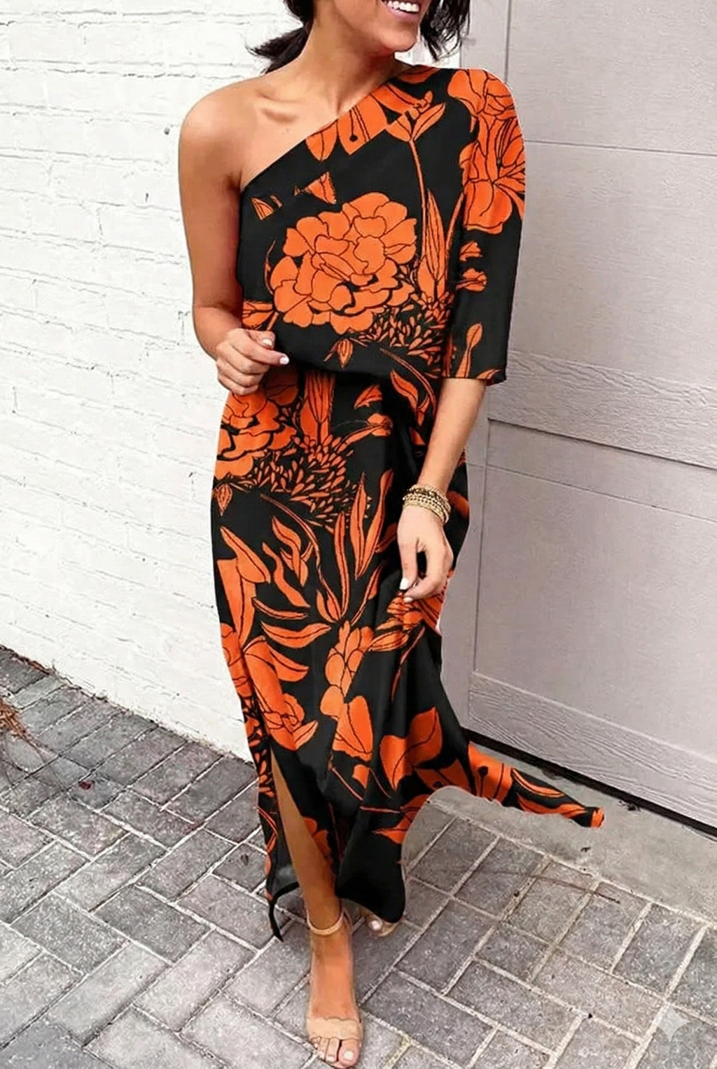 Asymmetrical Floral Print Party Dress for Women