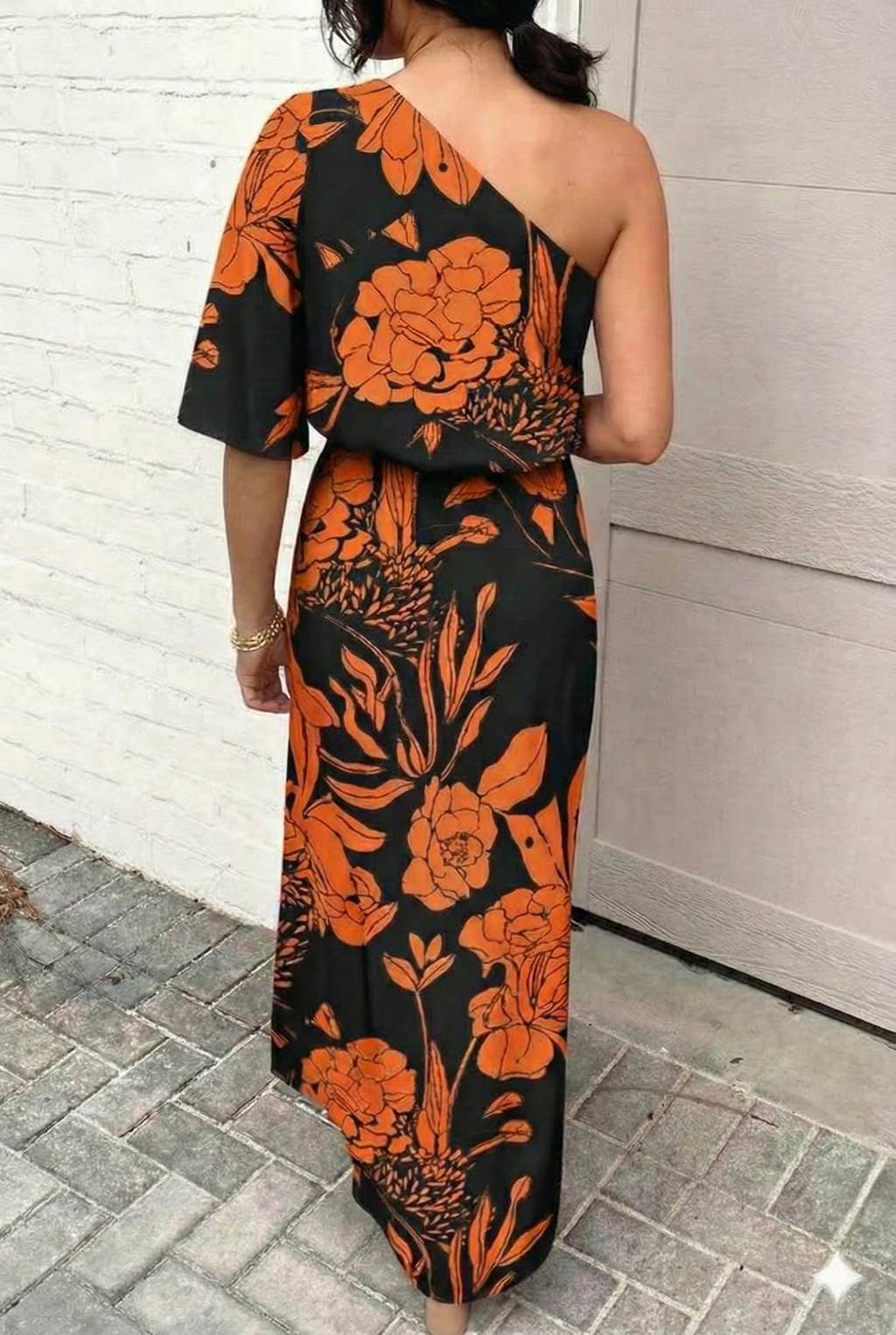 Asymmetrical Floral Print Party Dress for Women
