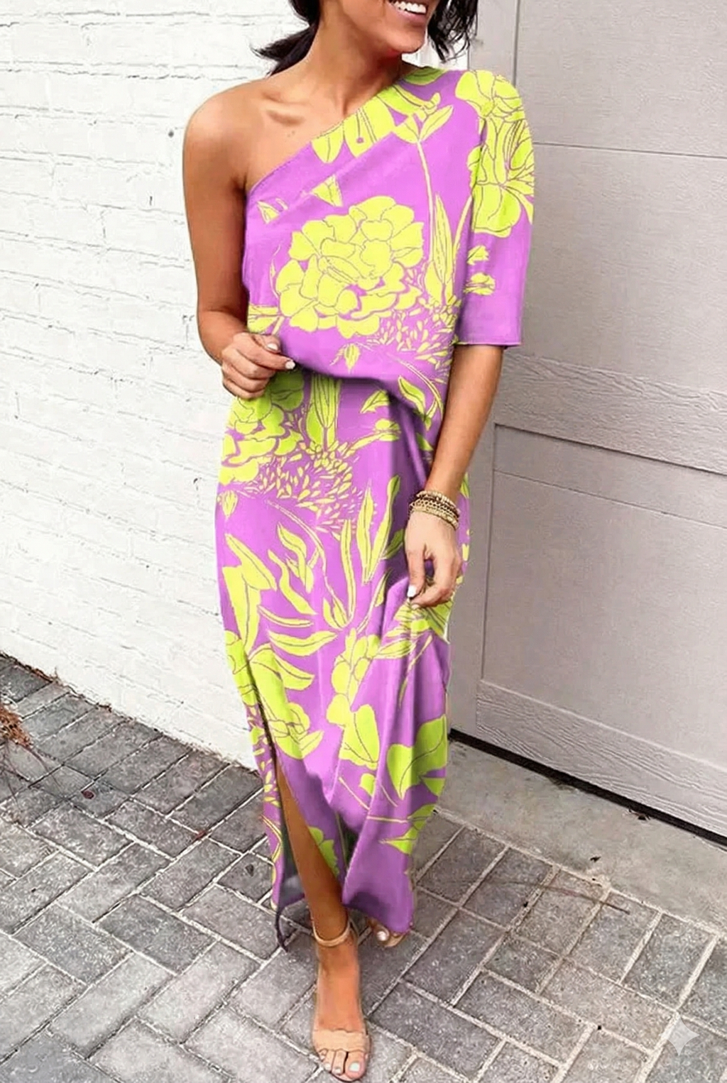 Asymmetrical Floral Print Party Dress for Women