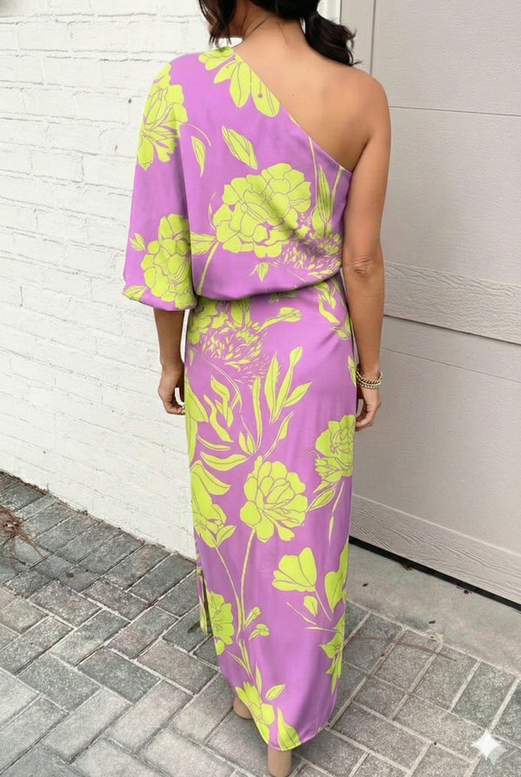 Asymmetrical Floral Print Party Dress for Women