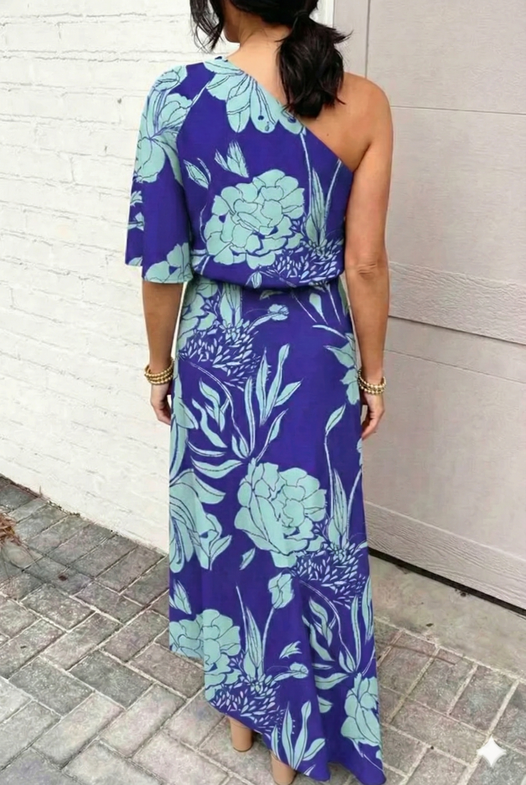 Asymmetrical Floral Print Party Dress for Women