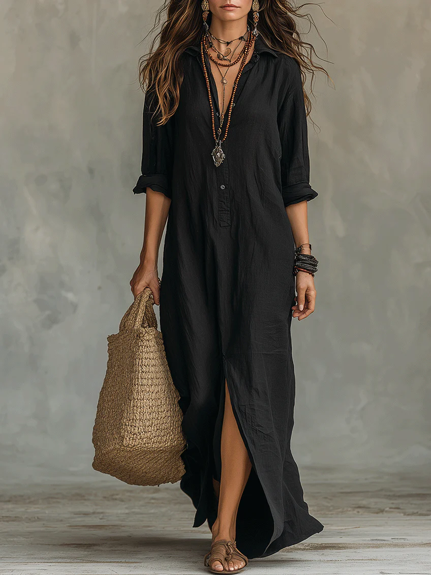 Maxi Dress with Buttons for Women