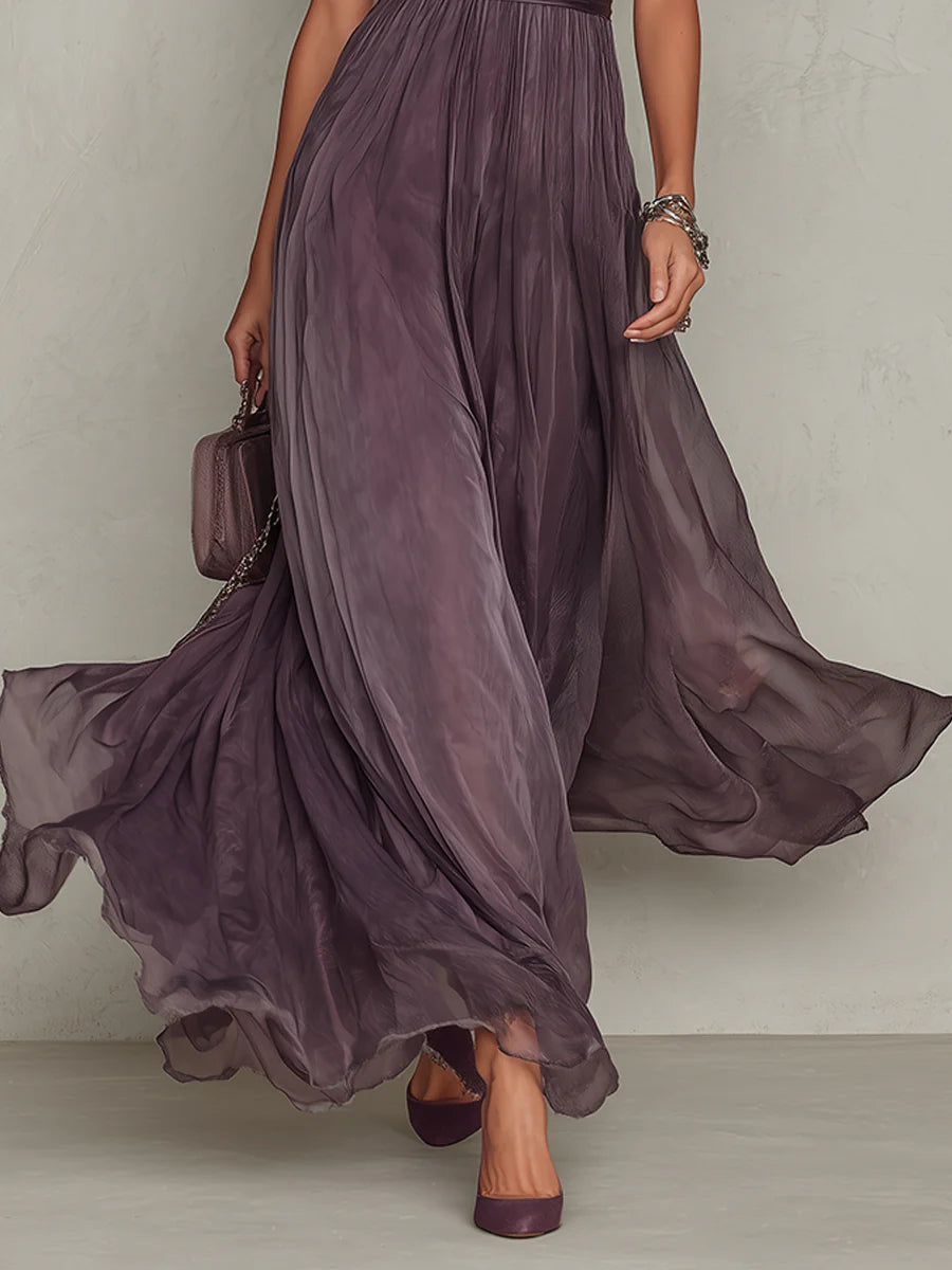 Long Dress with Keyhole Neckline and Lace for Women