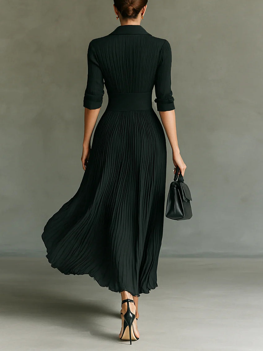Elegant Dress with Pleated Waist for Women