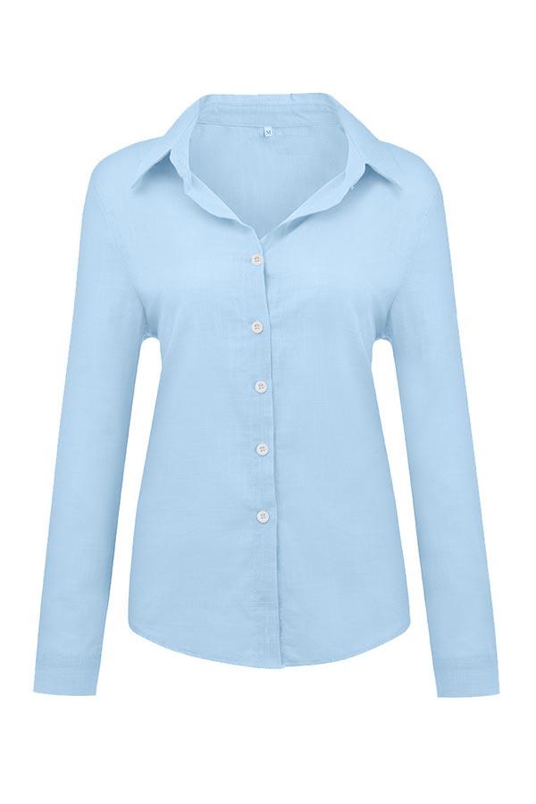 Casual Long Sleeve Linen Blend Shirt for Women