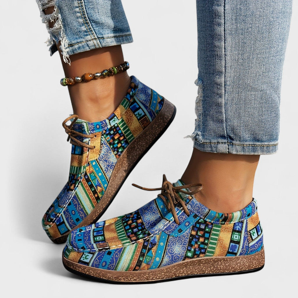 Ethnic Style Lace-Up Flats for Women