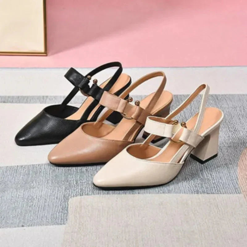 Chunky Heel Pointed Toe Shoes for Women