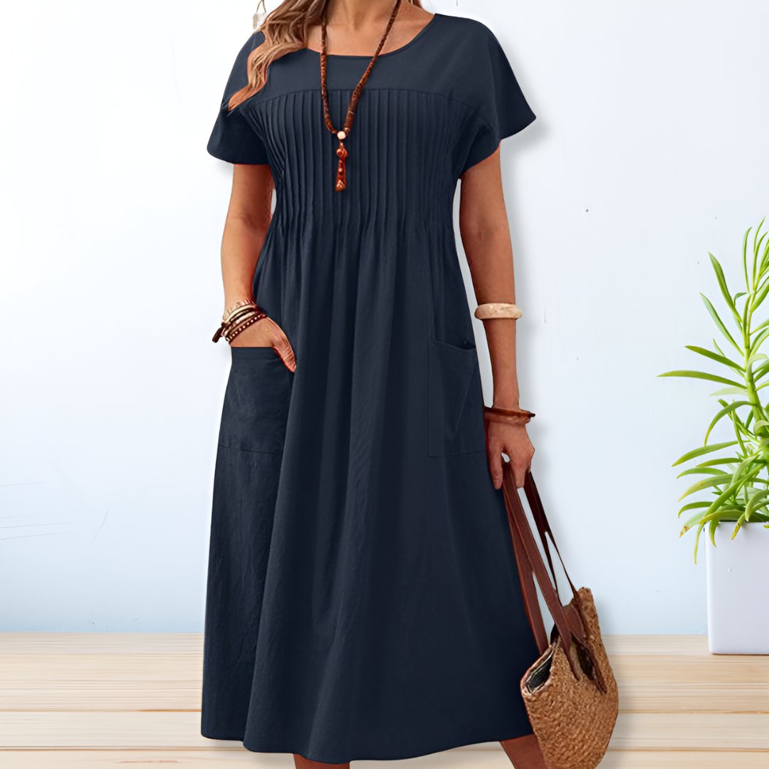 Cotton and Linen Dress with Pockets for Women