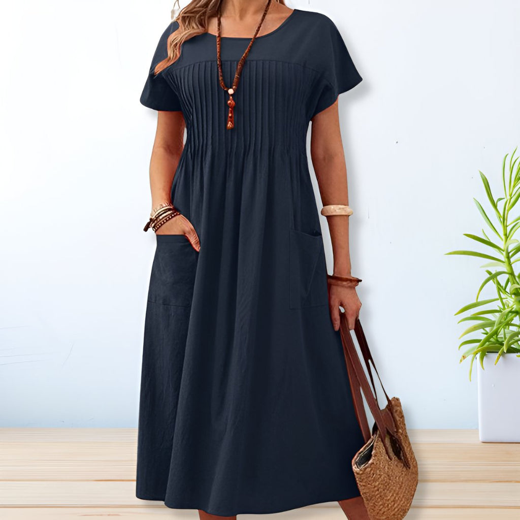 Long round-neck dress for women