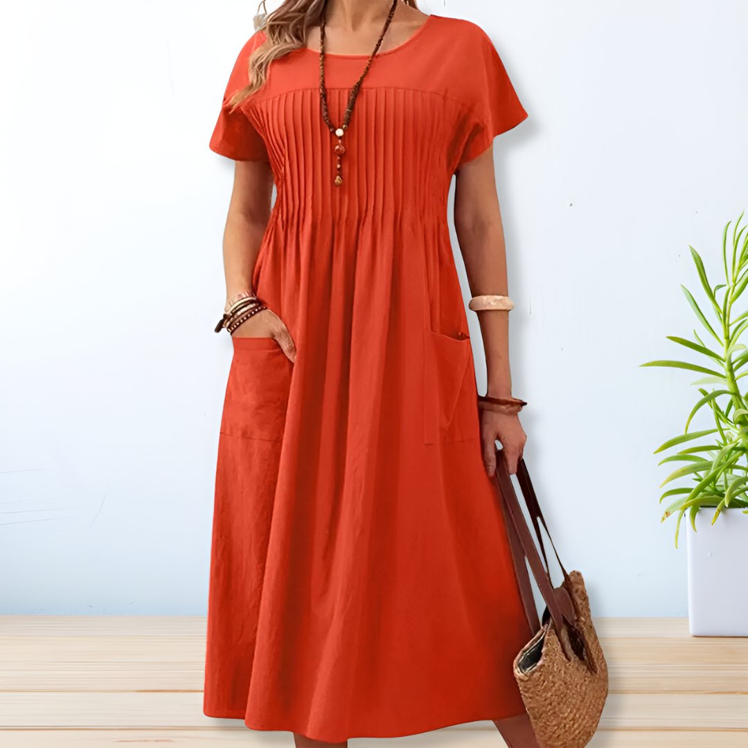 Cotton and Linen Dress with Pockets for Women