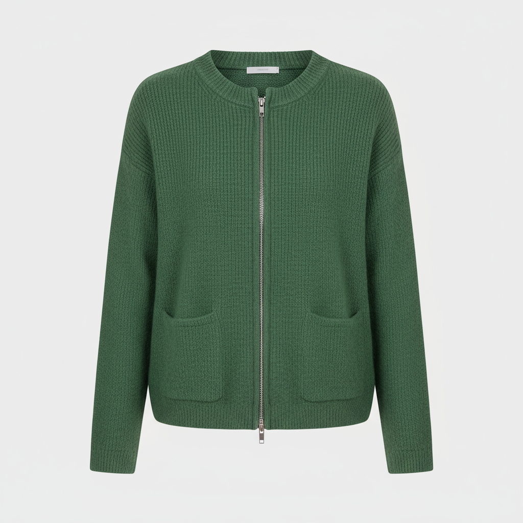 Long Zip Up Ribbed Knit Cardigan Sweater with Pockets for Women