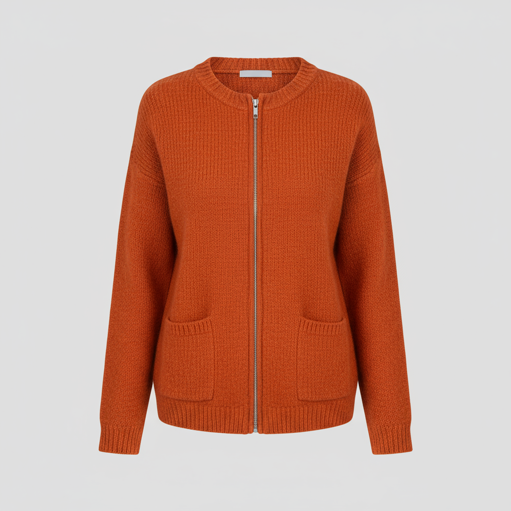 Long Zip Up Ribbed Knit Cardigan Sweater with Pockets for Women