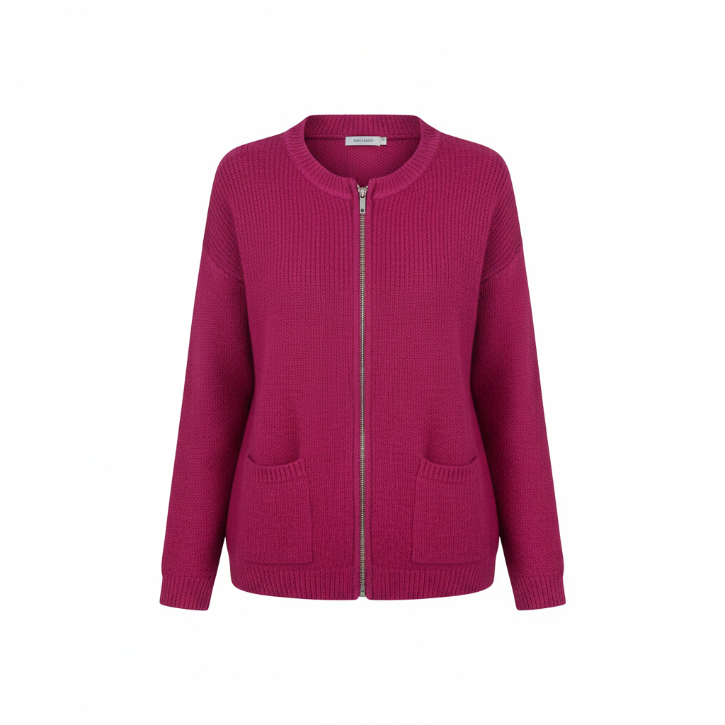 Long Zip Up Ribbed Knit Cardigan Sweater with Pockets for Women