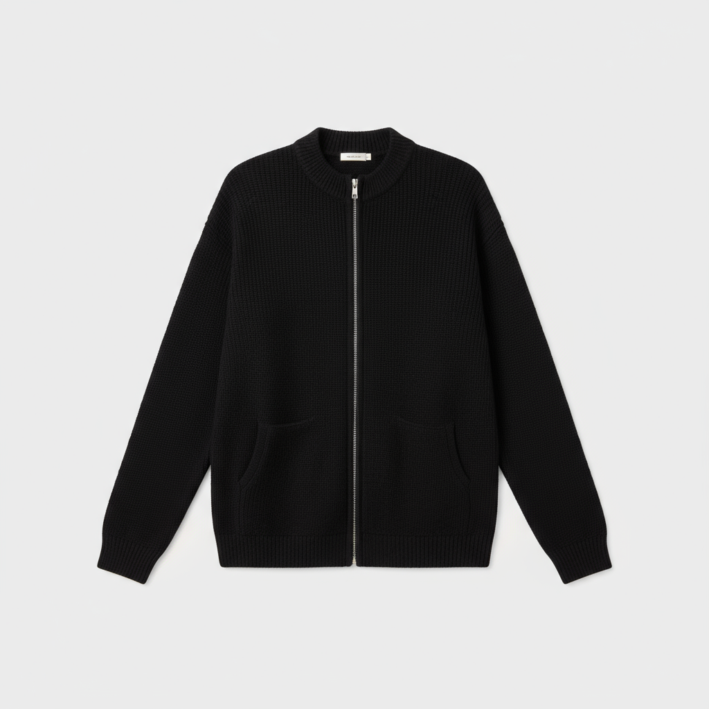 Long Zip Up Ribbed Knit Cardigan Sweater with Pockets for Women