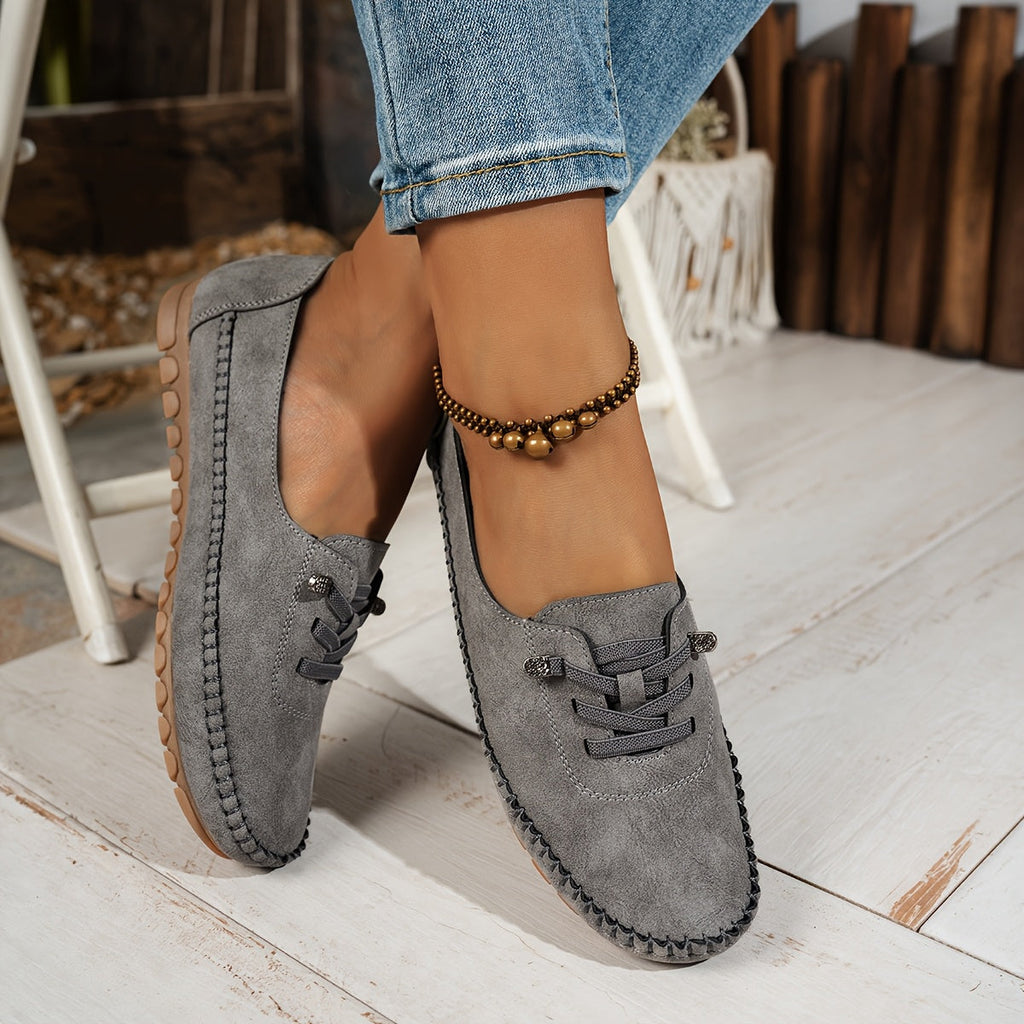 Round Toe and Low Heel Loafers for Women