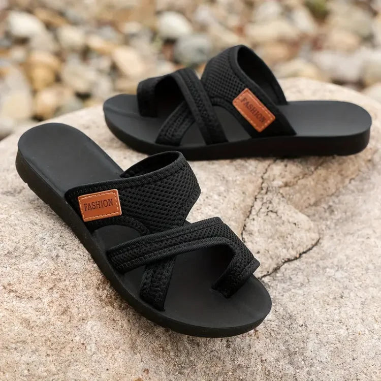 Flat Fabric Sandals with Cross Straps for Women