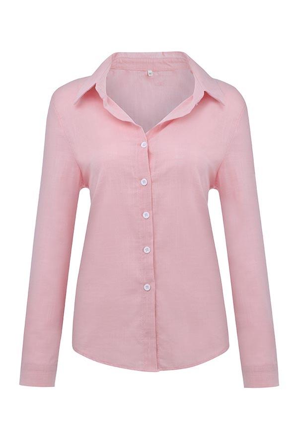 Casual Long Sleeve Linen Blend Shirt for Women