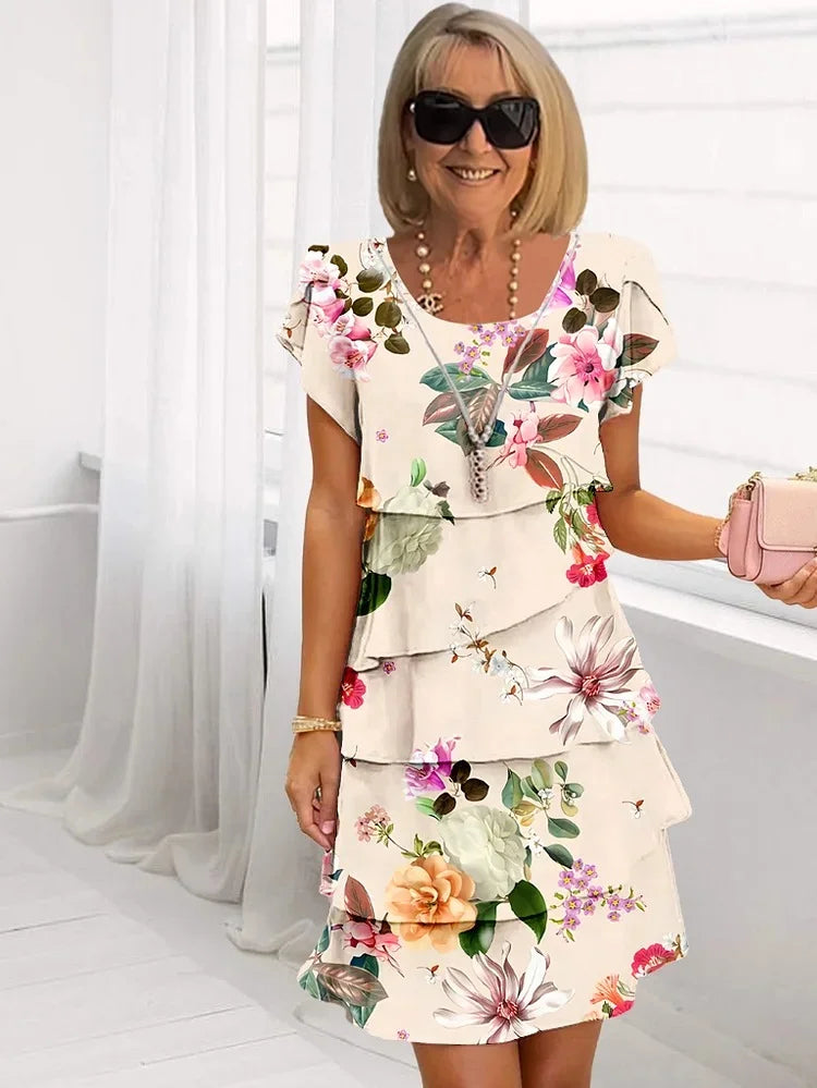 Pleated Dress with Floral Print for Women