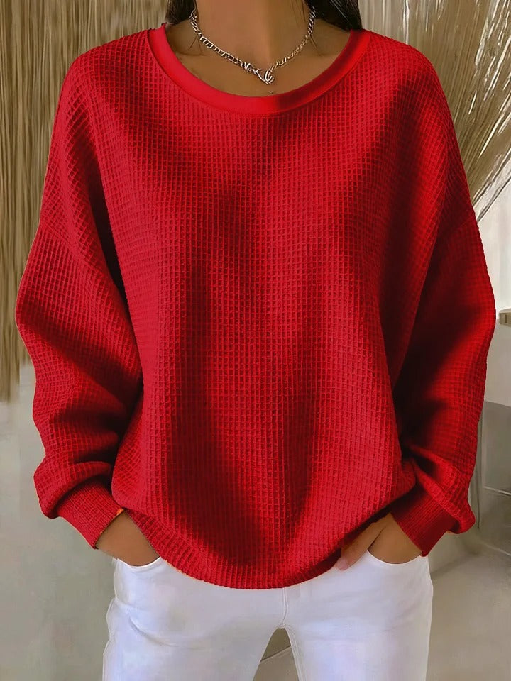 Oversized Waffle Knit Sweater for Women