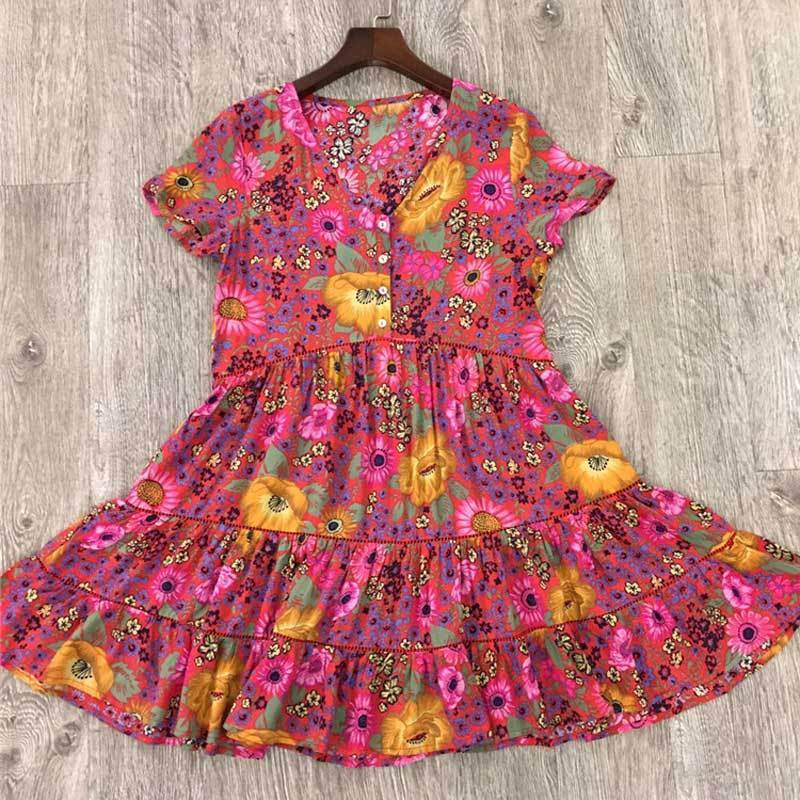 Boho Floral Print Mini Dress for Women