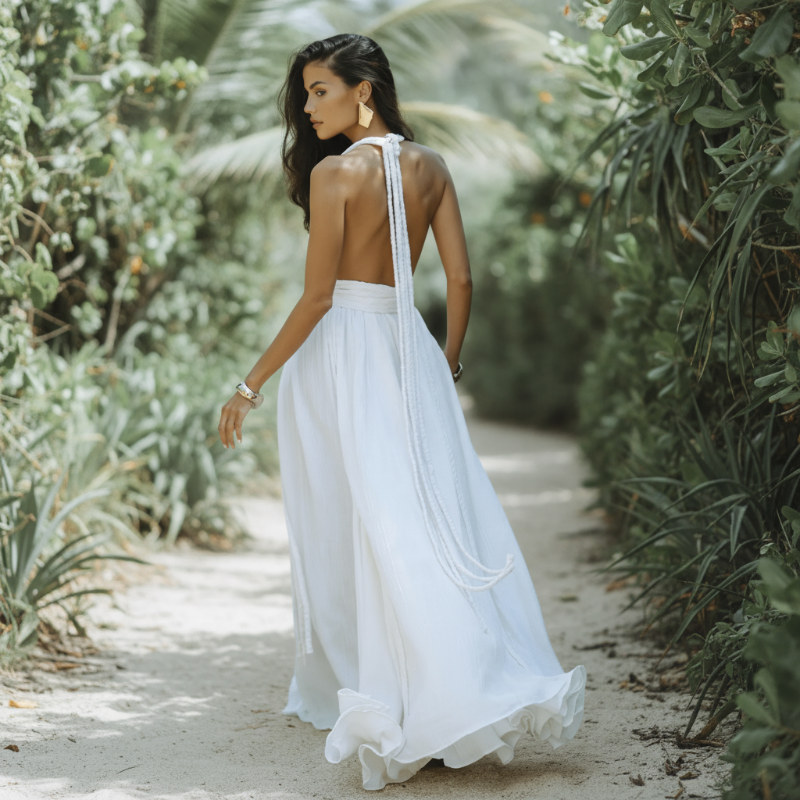 Maxi Dress with V-Neck for Women