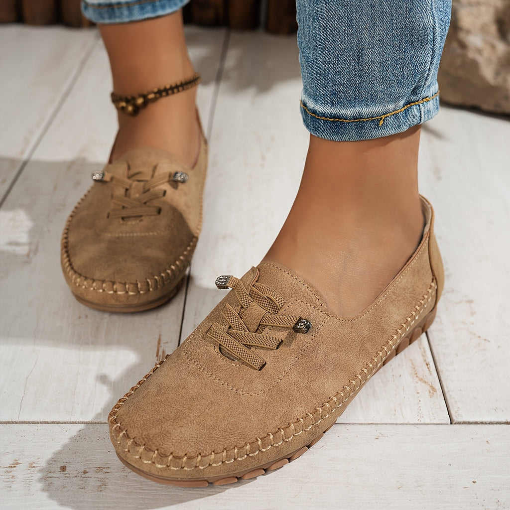 Round Toe and Low Heel Loafers for Women