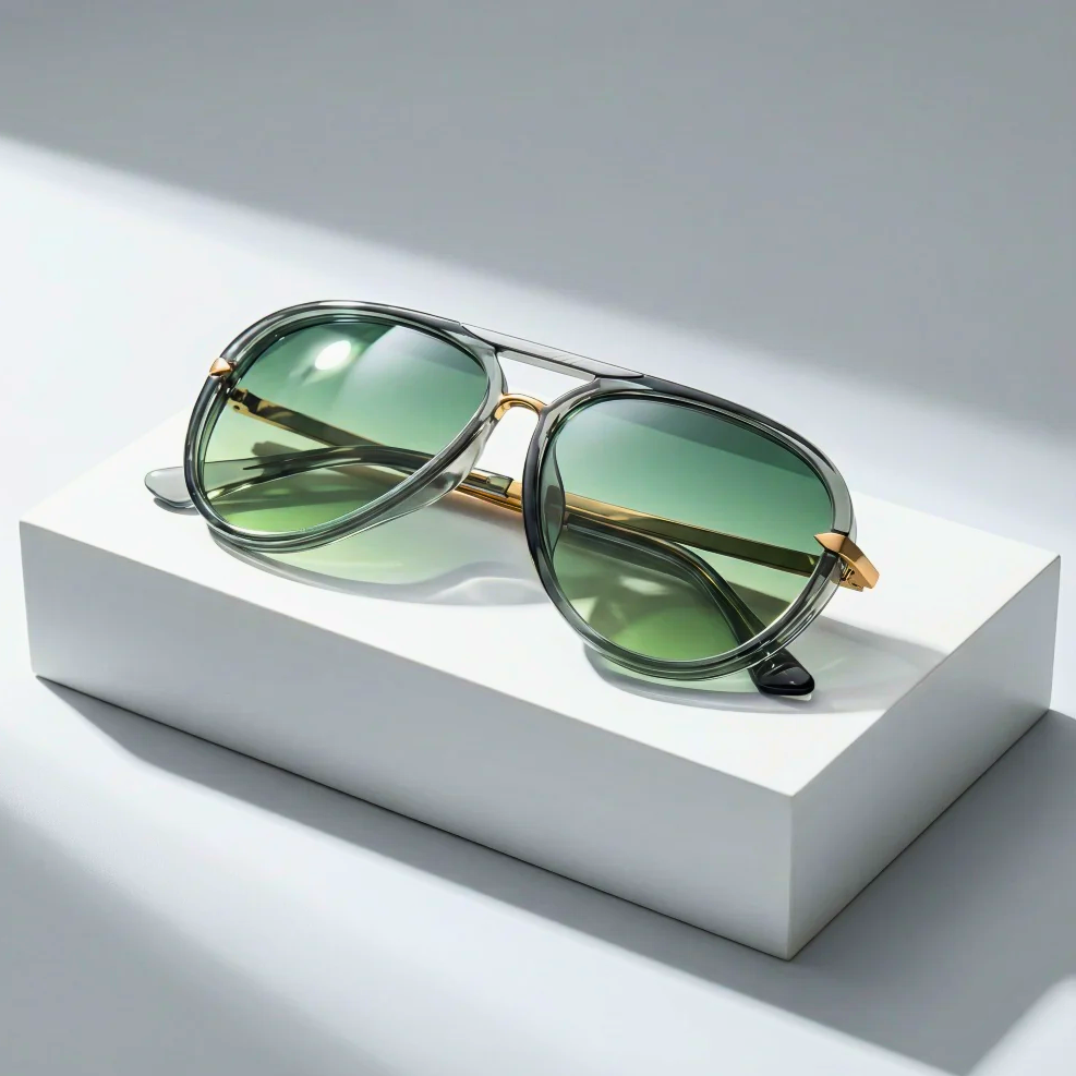 Aviator Sunglasses with Double Bridge Design for Women
