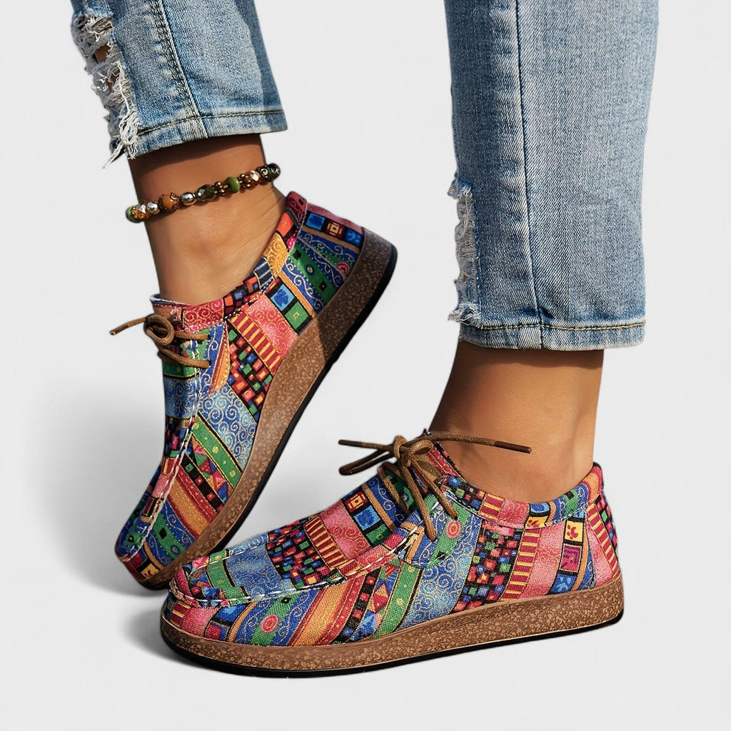 Ethnic Style Lace-Up Flats for Women