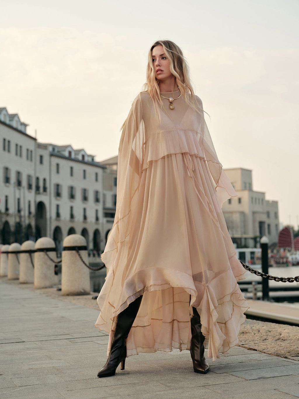 Layered Chiffon Dress for Women