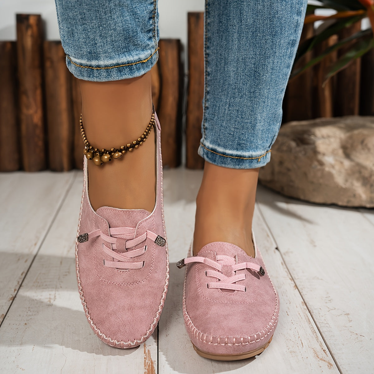 Round Toe and Low Heel Loafers for Women
