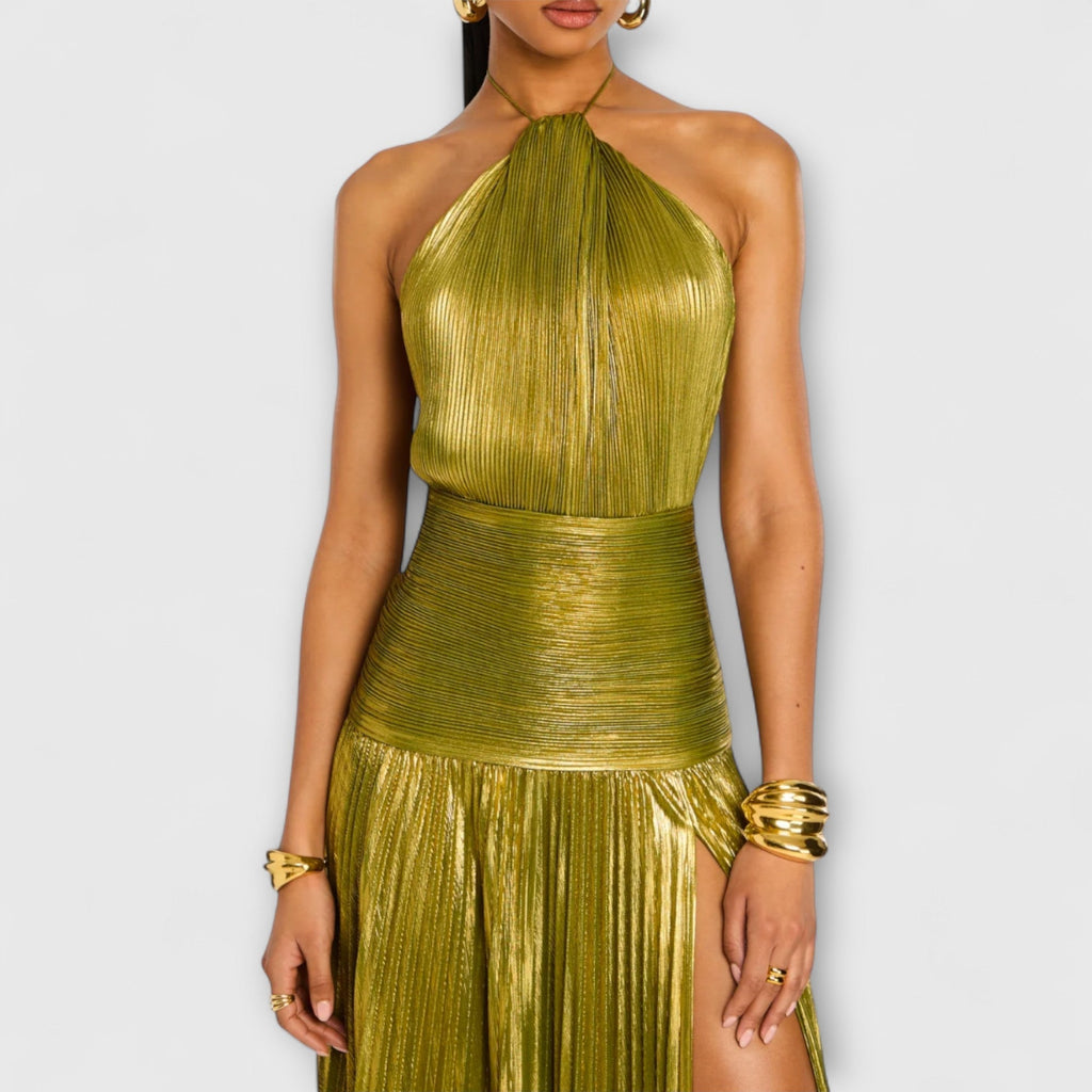 Long dress with halter neck for women