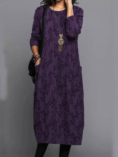 Women's Long Sleeve Midi Dress