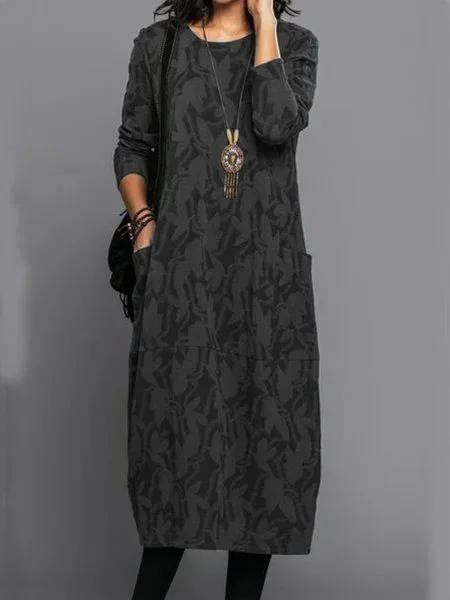 Midi Dress with Floral Pattern for Women
