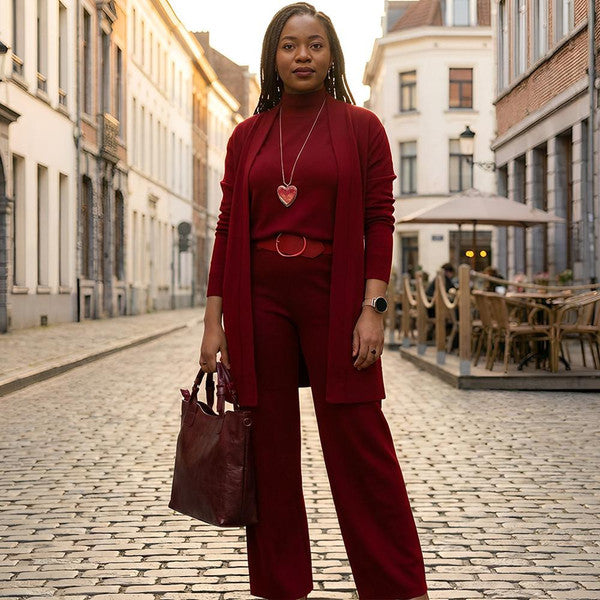 Three-Piece Suit with Long Vest for Women
