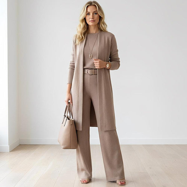 Three-Piece Suit with Long Vest for Women