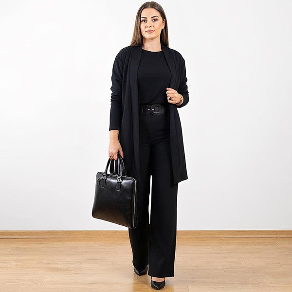 Three-Piece Suit with Long Vest for Women